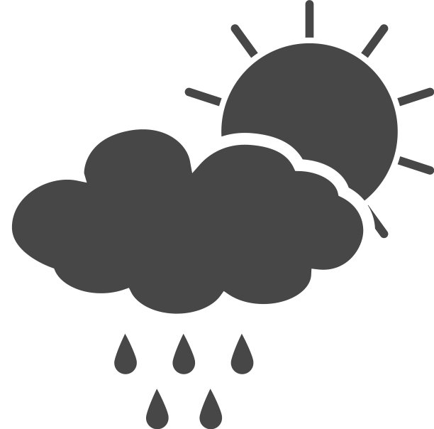 太阳后面的云与雨的天气图标图片下载