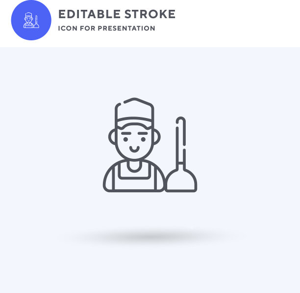 水管工图标填充扁平标志图片下载