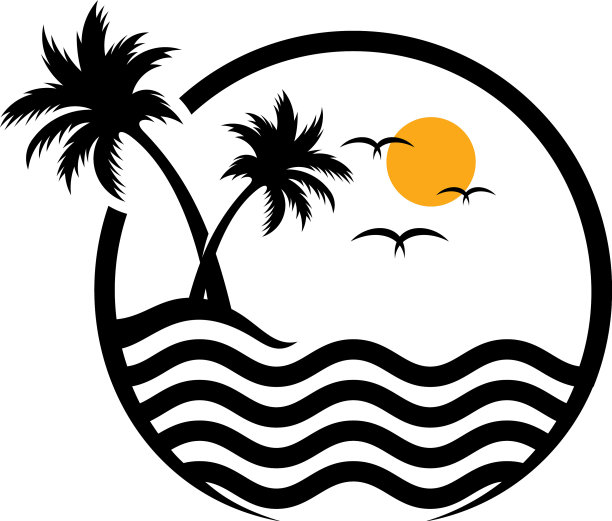 夏季海滩标志设计海滩标志模板图片下载