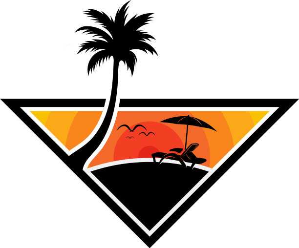 夏季海滩标志设计海滩标志模板图片下载