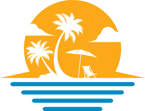 夏季海滩标志设计海滩标志模板图片下载