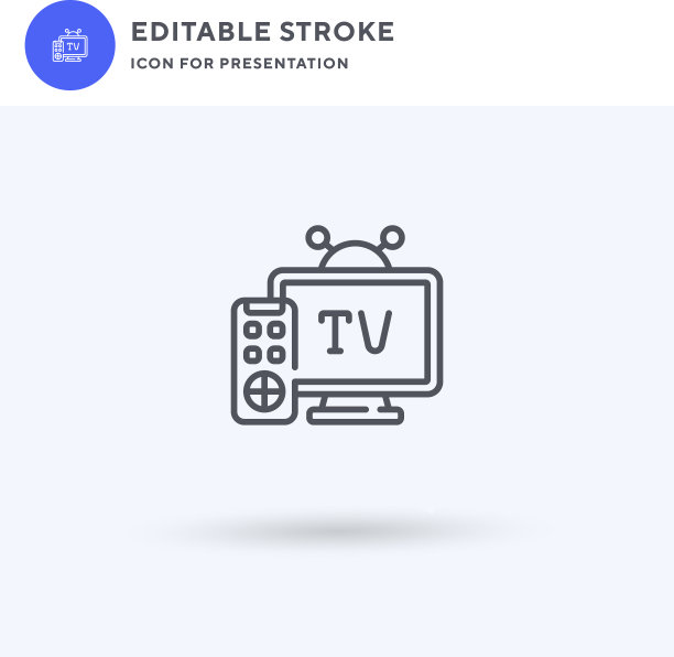 电视图标充满了平面标志的实心图片下载