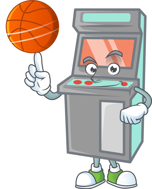 一个带篮球的结实的街机游戏机图片下载