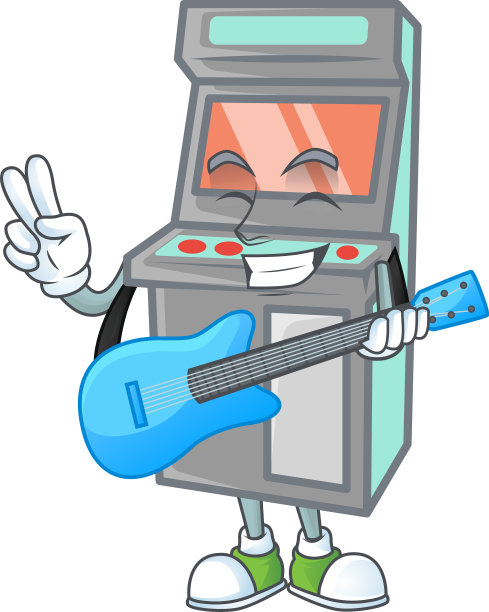 一个在玩吉他的卡通街机图片下载