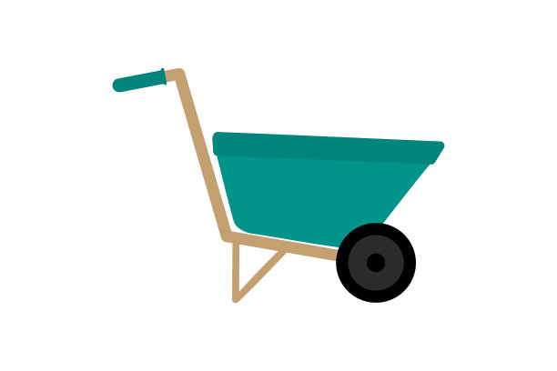 涂鸦园艺手推车图标孤立图片下载