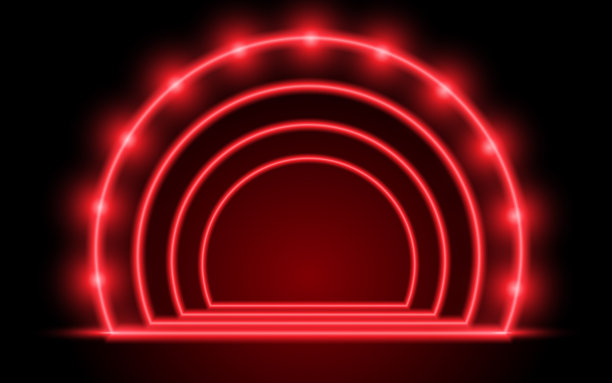 工作室里的红色霓虹灯和聚光灯图片下载