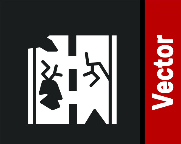 白色破碎的道路图标孤立在黑色图片下载