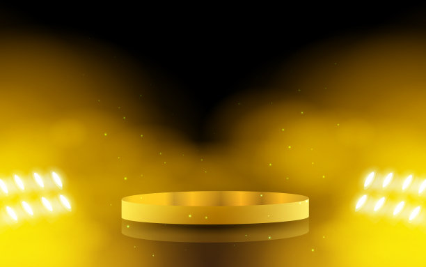 金色的支架和聚光灯在演播室图片下载
