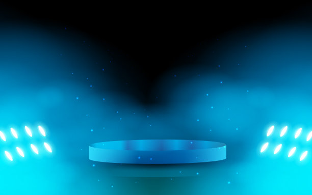 工作室里有聚光灯的蓝色支架图片下载