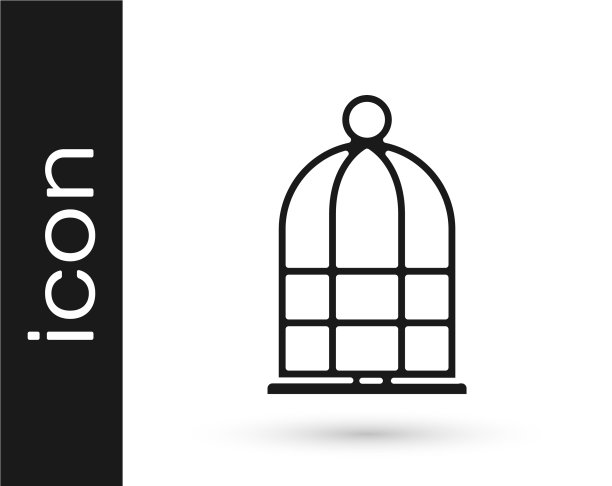 灰色鸟笼图标孤立在白色图片下载