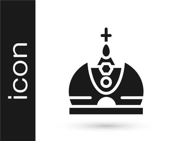 黑色国王皇冠图标孤立在白色背景图片下载