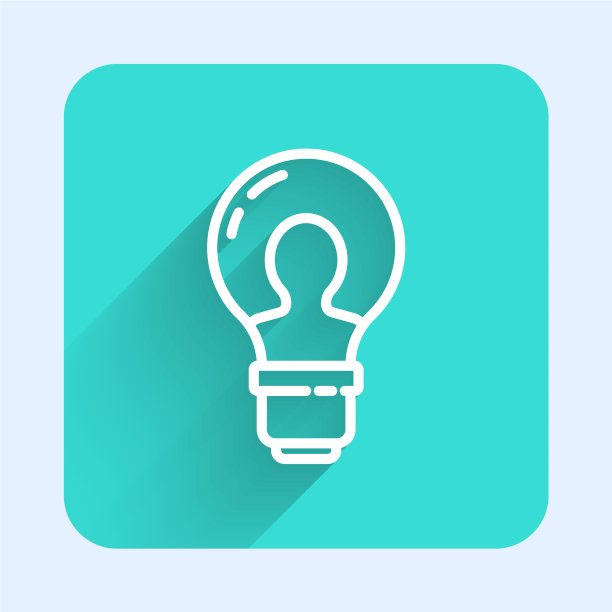 白线人形头部与灯泡图标隔离图片下载