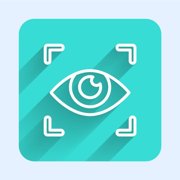 白线眼睛扫描图标孤立与长阴影图片下载