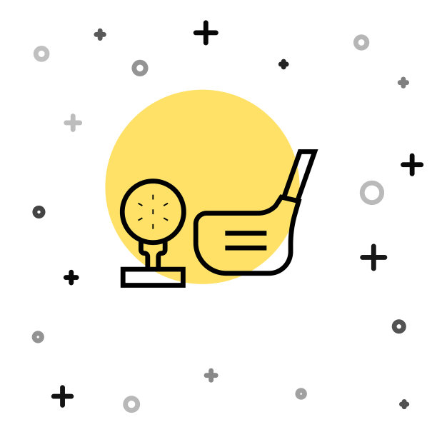 高尔夫球旗和球座图标上的黑线图片下载