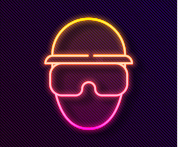 发光的霓虹线特种部队士兵的图标图片下载