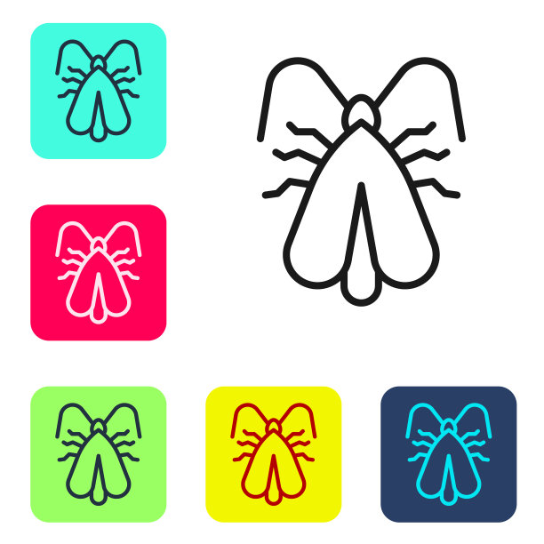 黑线衣服飞蛾图标孤立在白色图片下载