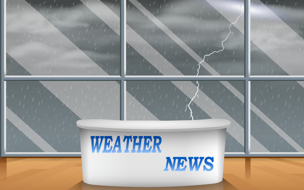 天气新闻演播室与雨背景图片下载