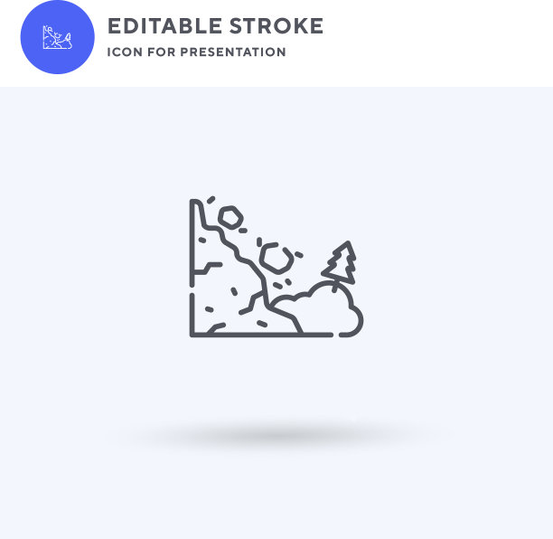 滑坡图标填充平坦标志固体图片下载