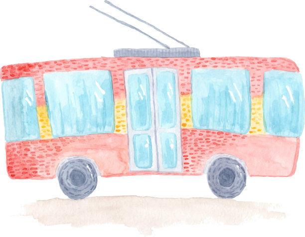 可爱的彩色水彩车图片下载