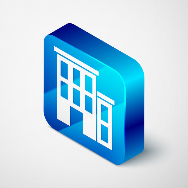 灰色背景上孤立的等距房屋图标图片下载