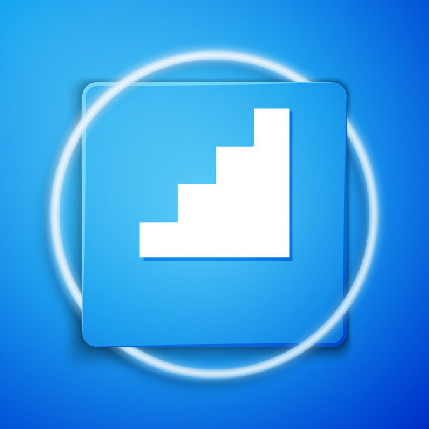 白色楼梯图标孤立在蓝色背景图片下载