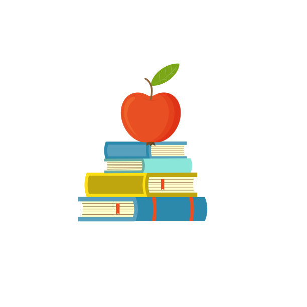 红苹果上堆书教育理念图片下载