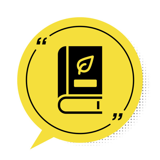 黑色医学书与叶子图标孤立上图片下载