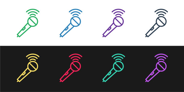 设置线路无线麦克风图标隔离图片下载