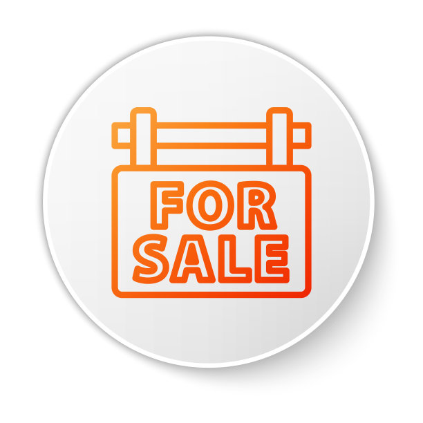 橙色线悬挂标志与文字出售图标图片下载