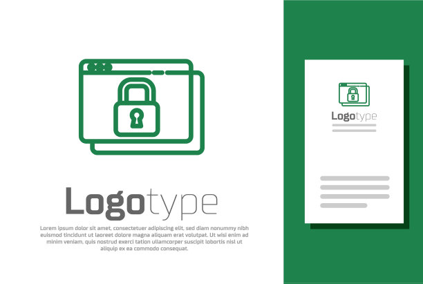 绿色线安全您的网站与HTTPS SSL图标图片下载