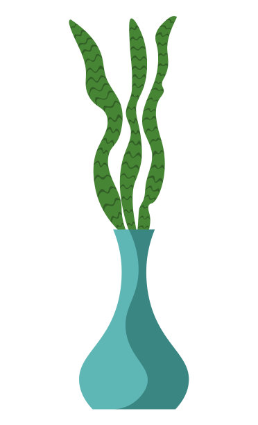 装饰用的绿色植物，长叶，陶瓷图片下载