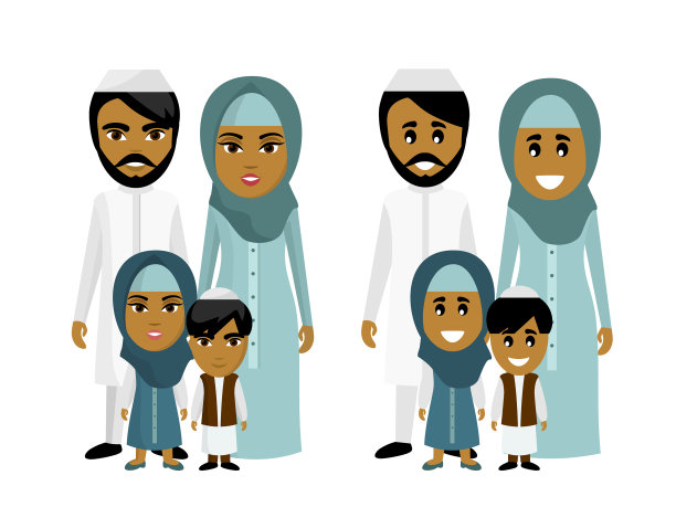 幸福的阿拉伯家庭穿着民族服装民族图片下载