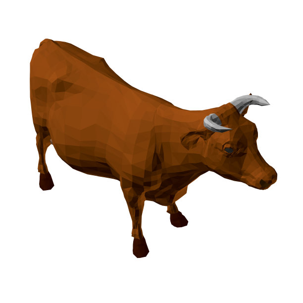 低多边形棕色奶牛等角视图3d图片下载