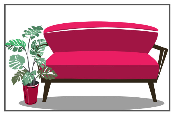 亮红色经典天鹅绒沙发怪兽花图片下载