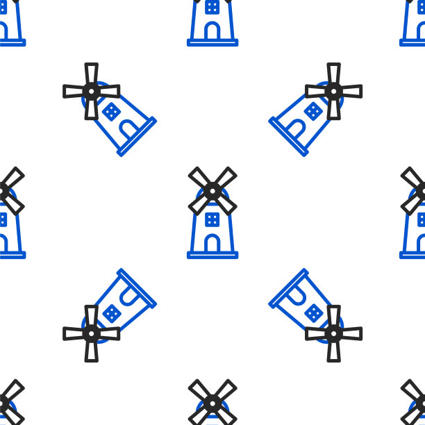线风车图标孤立无缝图案上图片下载