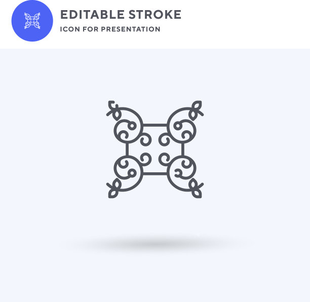 花卉图案图标填充平面标志实心图片下载