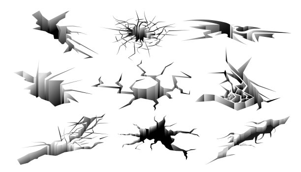 地面裂缝设置孤立的地震洞图标图片下载