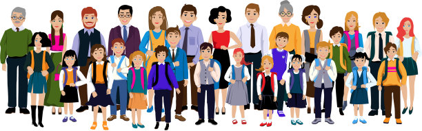 将学生与家长和老师分组图片下载