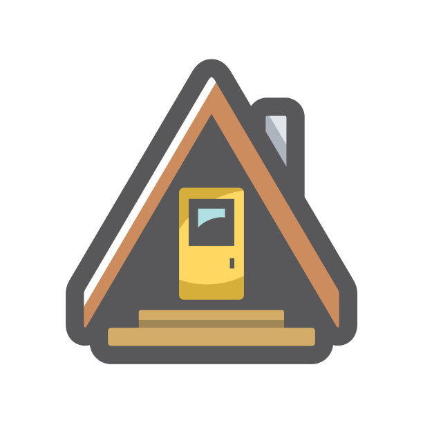 露营房子在森林图标卡通图片下载