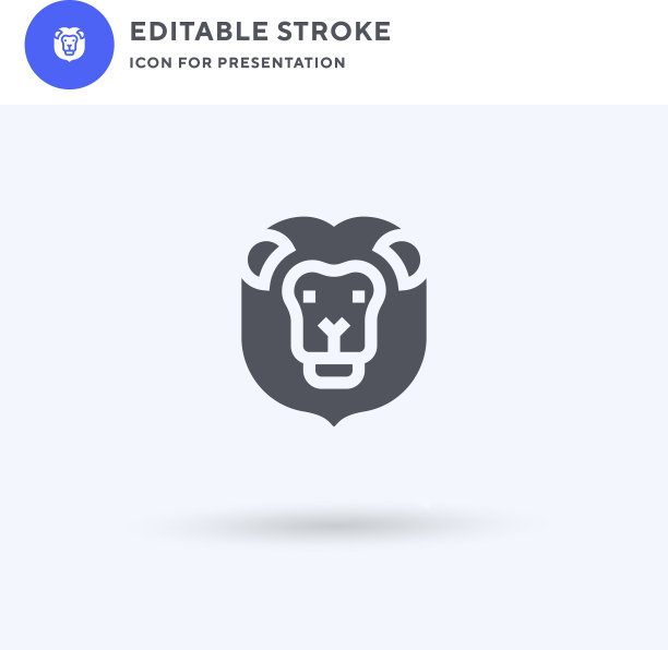 狮子的图标填充了平坦的固体标志图片下载