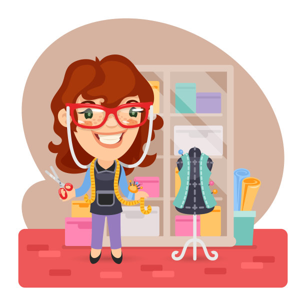 卡通女孩裁缝图片下载