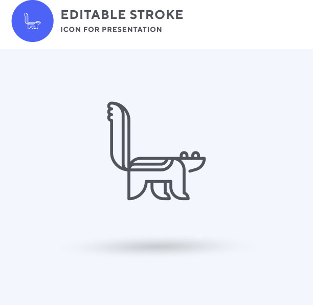 臭鼬图标填满了平坦的固体标志图片下载