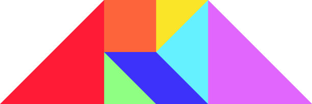 彩色七巧板在白色上的梯形形状图片下载