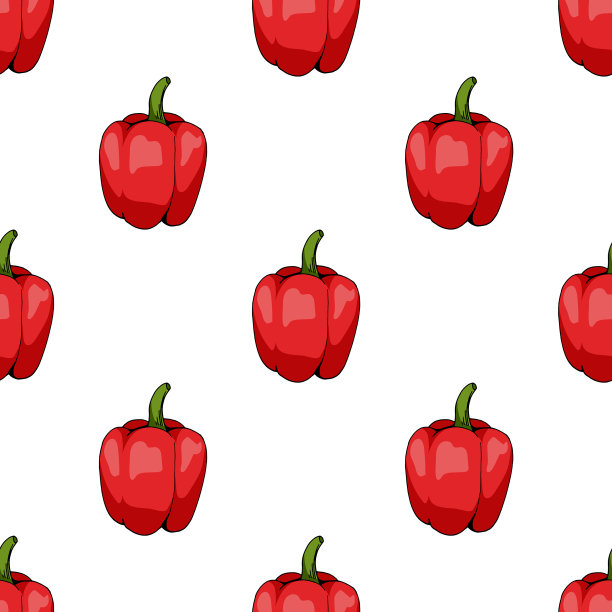 无缝图案大红辣椒上白图片下载