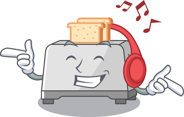 听音乐的面包烤面包机卡通人物图片下载