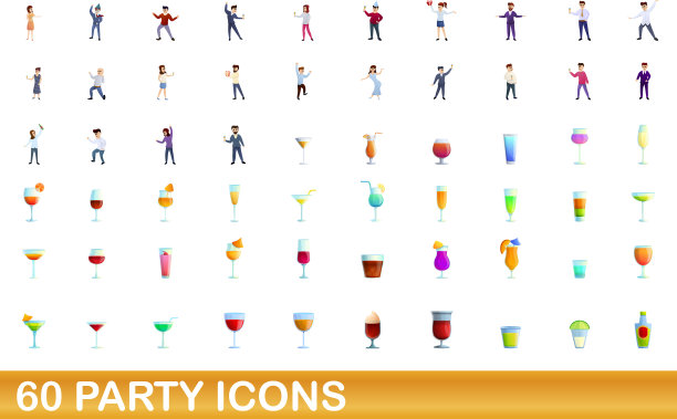 60党图标设置卡通风格图片下载