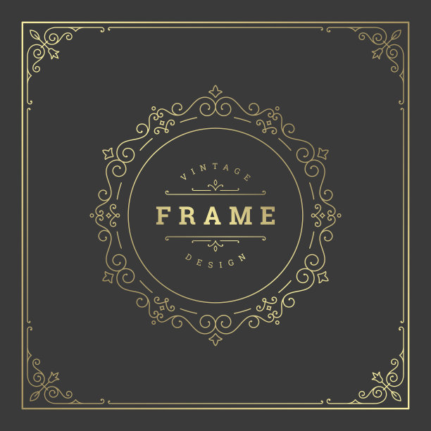 复古花饰旋涡线框图片下载