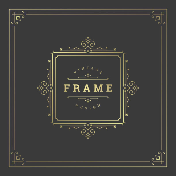 复古花饰旋涡线框图片下载