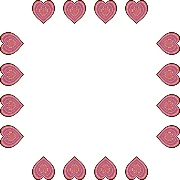 方形框架与大正面多色心图片下载