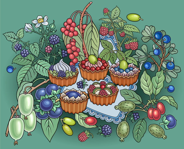 水果，浆果，糖果手绘图片下载